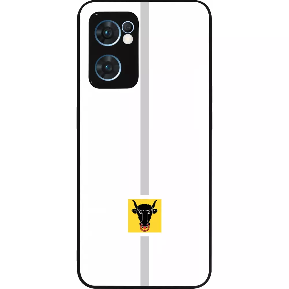 Coque OPPO Reno7 5G - Silicone rigide noir Canton UR blanc