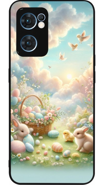 Coque OPPO Reno7 5G - Silicone rigide noir Easter 2025 Pastel Pâques