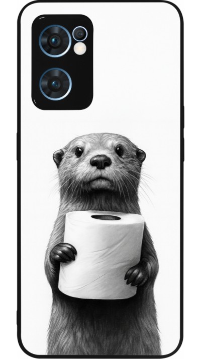 Coque OPPO Reno7 5G - Silicone rigide noir Loutre papier de toilette