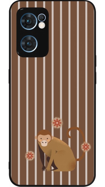 Coque OPPO Reno7 5G - Silicone rigide noir Monkey with stripes
