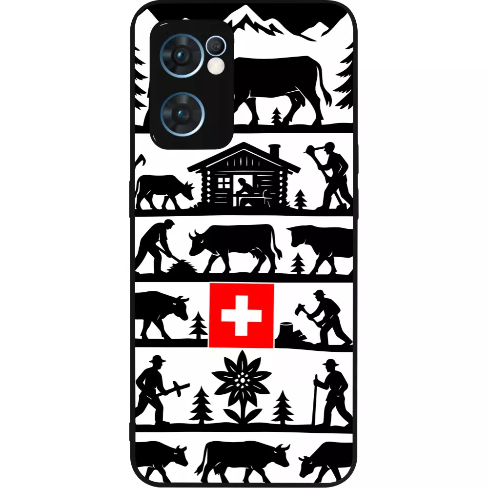 Coque OPPO Reno7 5G - Silicone rigide noir Poya Suisse 1