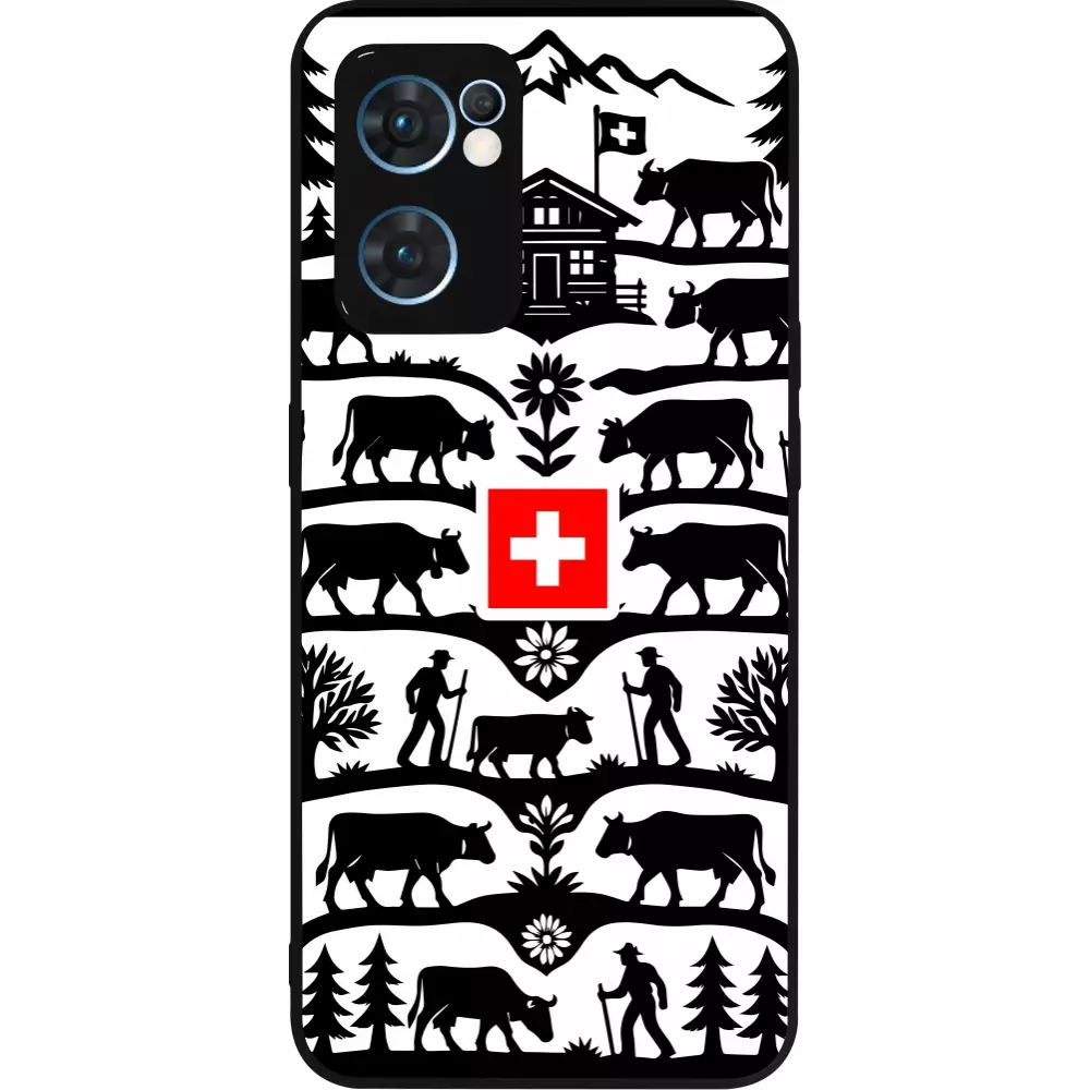 Coque OPPO Reno7 5G - Silicone rigide noir Poya Suisse 3