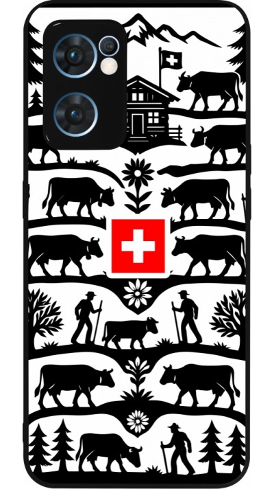 Coque OPPO Reno7 5G - Silicone rigide noir Poya Suisse 3