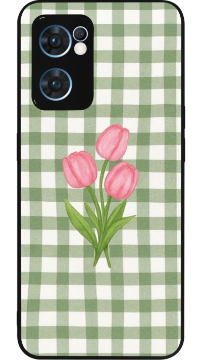 OPPO Reno7 5G Case Hülle - Silikon schwarz Green vichy tulips Spring 2026