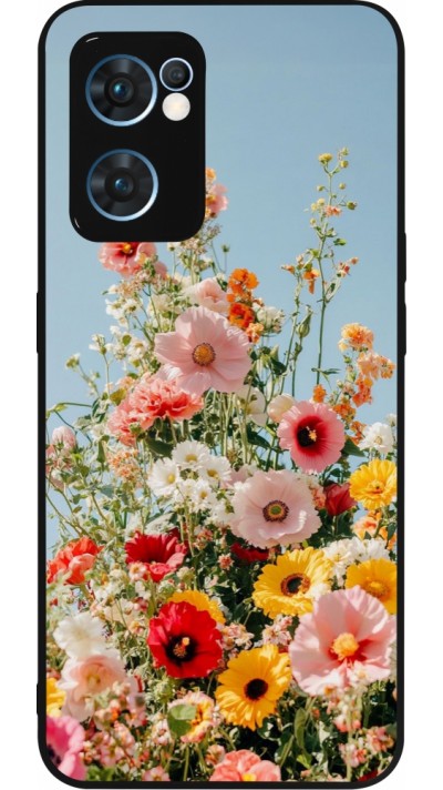 OPPO Reno7 5G Case Hülle - Silikon schwarz Spring flowers Spring 2026
