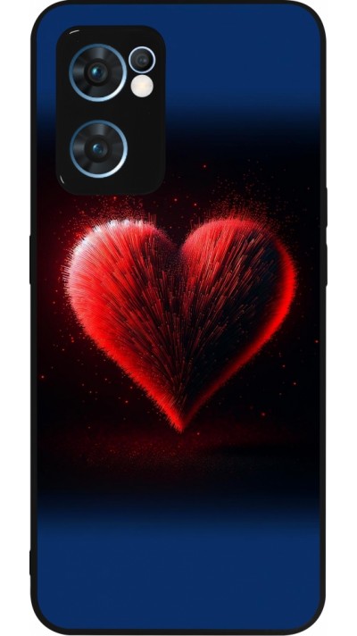 Coque OPPO Reno7 5G - Silicone rigide noir Valentine 2025 coeur rouge