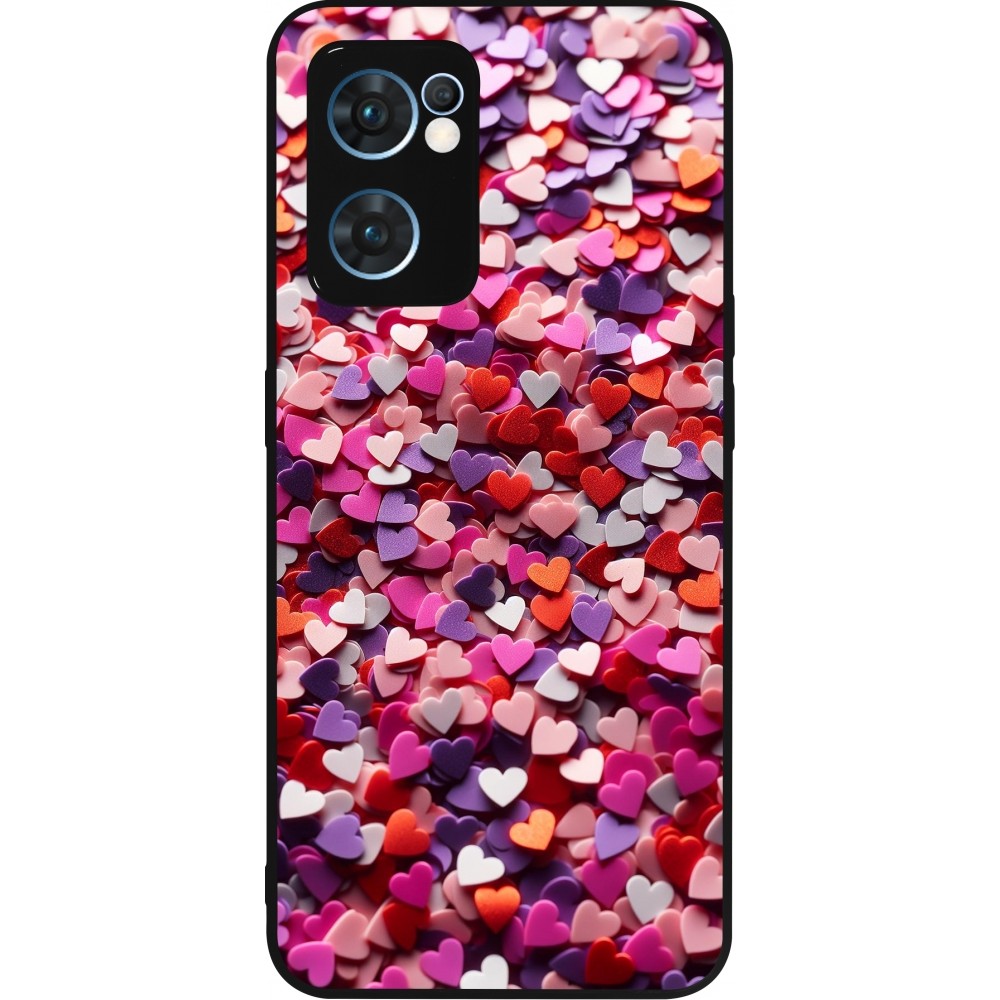 OPPO Reno7 5G Case Hülle - Silikon schwarz Valentin 2025 Konfetti