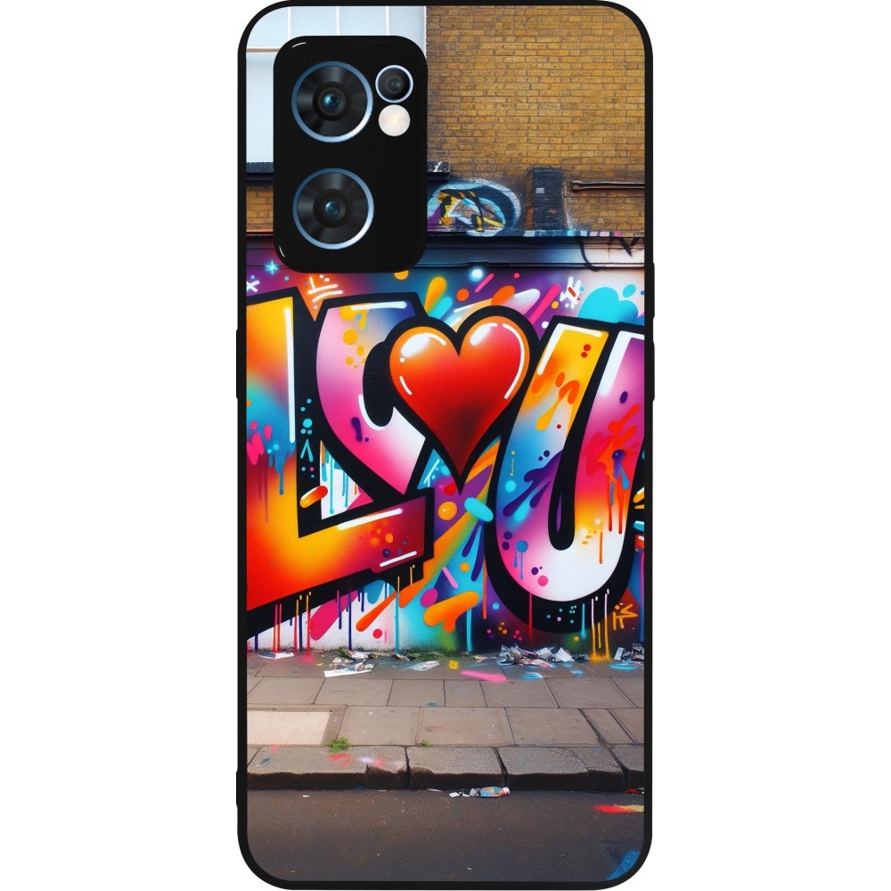 OPPO Reno7 5G Case Hülle - Silikon schwarz Valentin 2025 Liebe U Tag