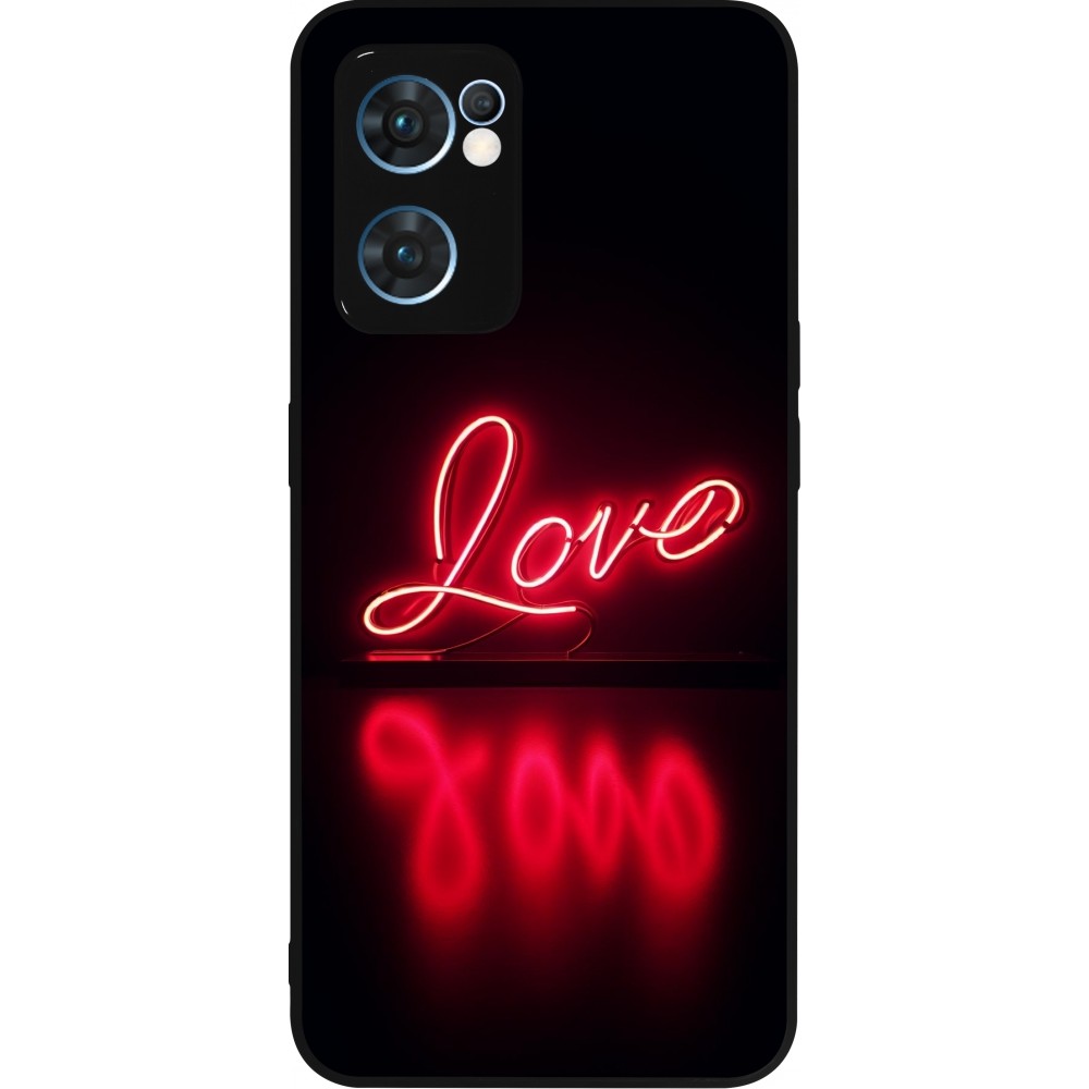 OPPO Reno7 5G Case Hülle - Silikon schwarz Valentine 2025 Neon Liebe