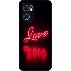 OPPO Reno7 5G Case Hülle - Silikon schwarz Valentine 2025 Neon Liebe