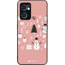 OPPO Reno7 5G Case Hülle - Silikon schwarz Weihnachten 2024 Rose Schneemann Weihnachten