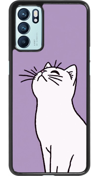 Coque OPPO Reno6 5G - Chat sur fond violet