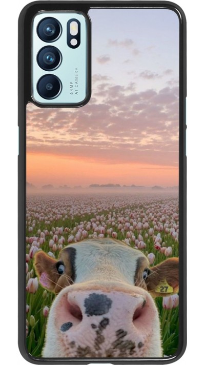 Coque OPPO Reno6 5G - Cow with tulips Spring 2026