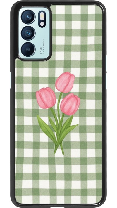 Coque OPPO Reno6 5G - Green vichy tulips Spring 2026