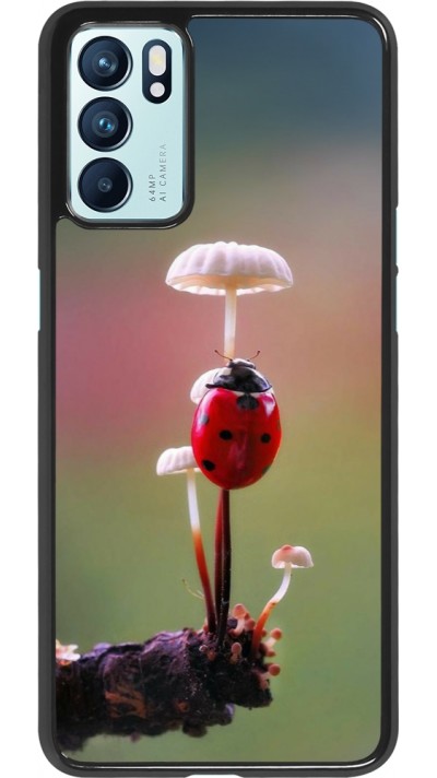 Coque OPPO Reno6 5G - Ladybird on a mushroom Spring 2026