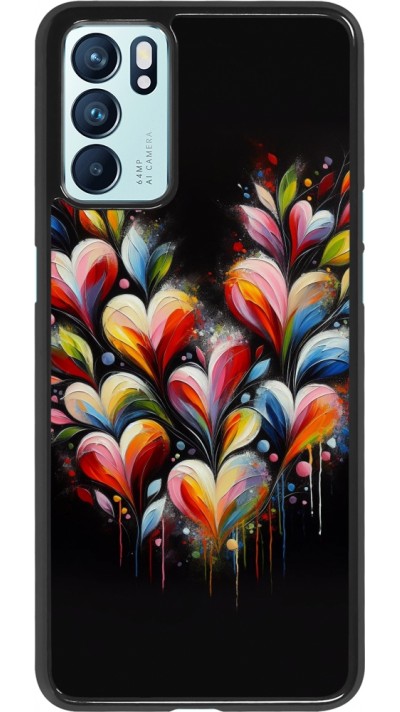 Coque OPPO Reno6 5G - Valentine 2024 Coeur Noir Abstrait