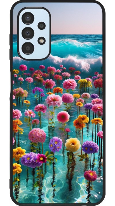 Coque Samsung Galaxy A13 5G - Silicone rigide noir Flower sea waves