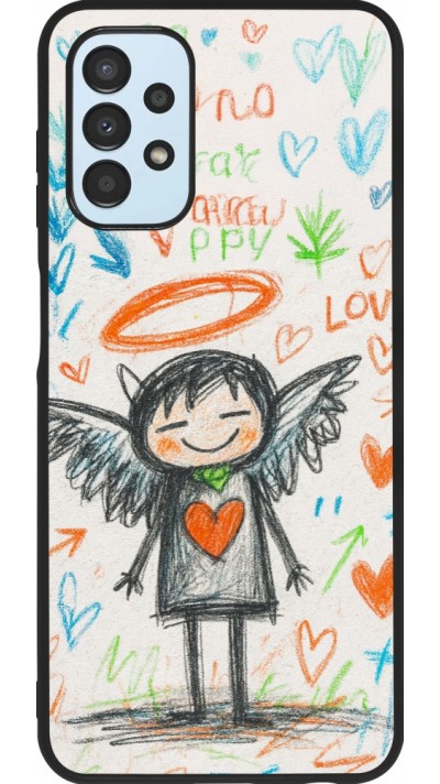 Coque Samsung Galaxy A13 5G - Silicone rigide noir Little Angel Sketch Love