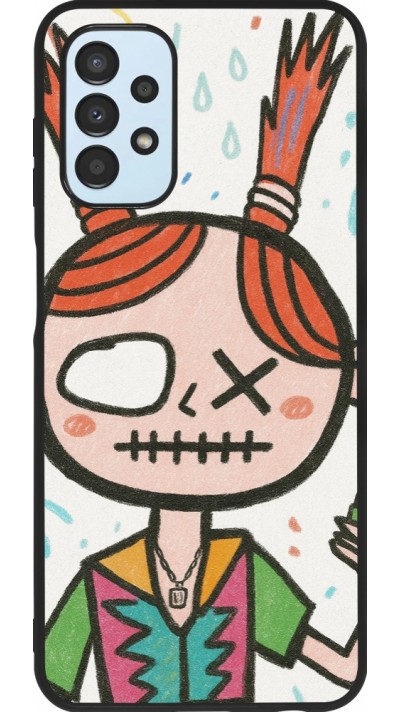 Coque Samsung Galaxy A13 5G - Silicone rigide noir Little Girl Sketch