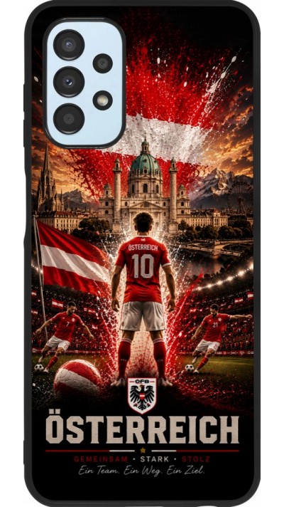 Coque Samsung Galaxy A13 5G - Silicone rigide noir Football Autriche splash 2026