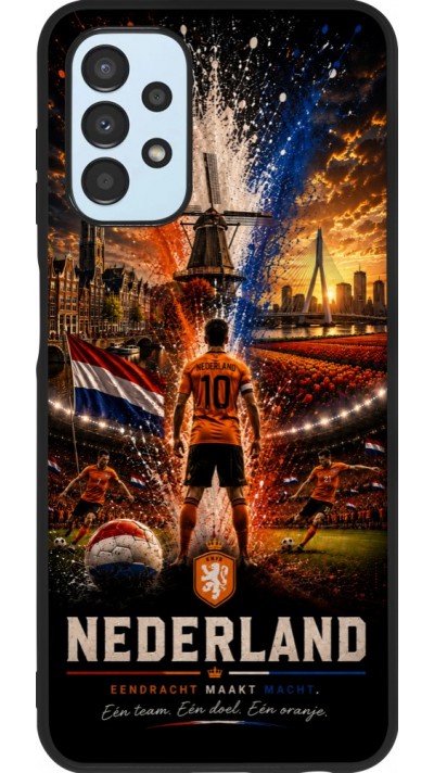 Coque Samsung Galaxy A13 5G - Silicone rigide noir Football Pays-Bas splash 2026