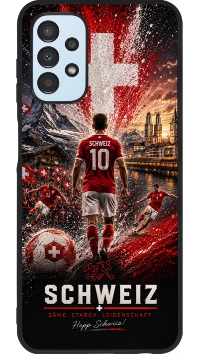 Coque Samsung Galaxy A13 5G - Silicone rigide noir Football Schweiz splash 2026