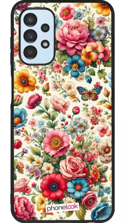 Coque Samsung Galaxy A13 5G - Silicone rigide noir Spring 25 printemps fleuri