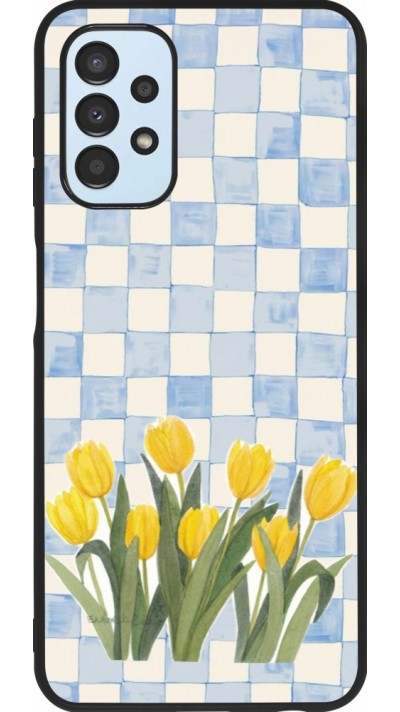 Coque Samsung Galaxy A13 5G - Silicone rigide noir Blue vichy tulips Spring 2026