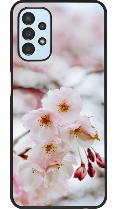 Coque Samsung Galaxy A13 5G - Silicone rigide noir Cherry tree Spring 2026