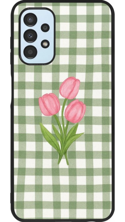 Coque Samsung Galaxy A13 5G - Silicone rigide noir Green vichy tulips Spring 2026