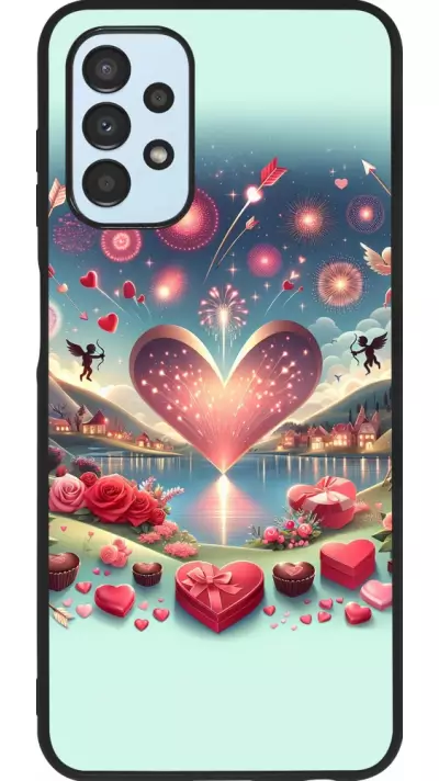Coque Samsung Galaxy A13 5G - Silicone rigide noir Valentine 2025 Chic