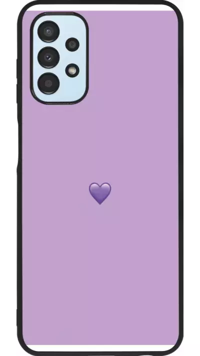 Coque Samsung Galaxy A13 5G - Silicone rigide noir Valentine 2023 purpule single heart