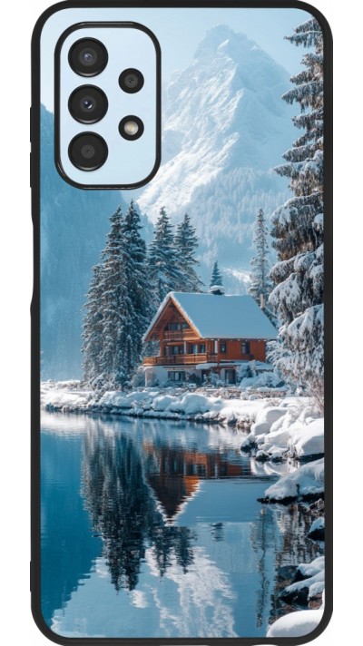 Coque Samsung Galaxy A13 5G - Silicone rigide noir Winter 25 Winter house forest day