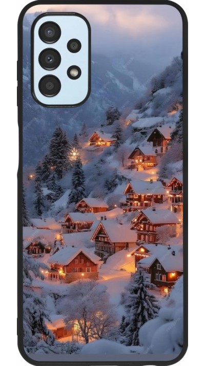 Coque Samsung Galaxy A13 5G - Silicone rigide noir Winter 25 Winter snowy village