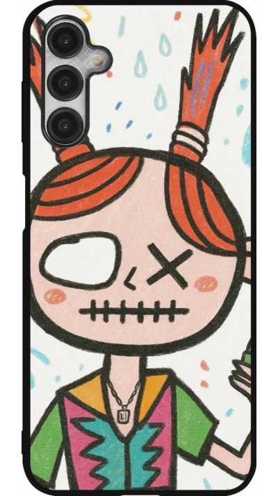 Coque Samsung Galaxy A14 5G - Silicone rigide noir Little Girl Sketch