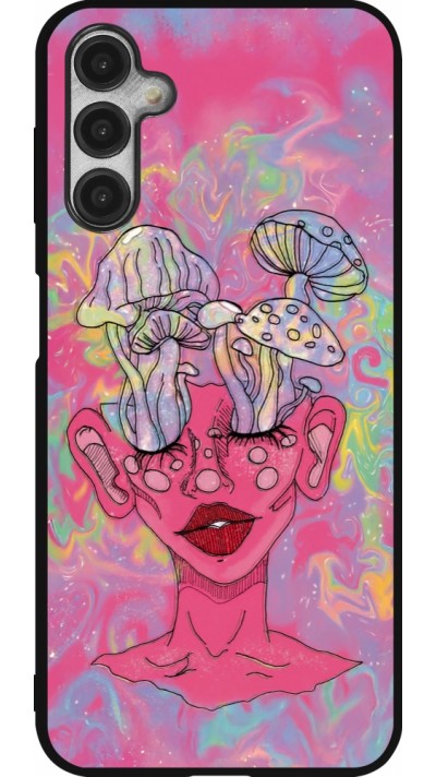 Coque Samsung Galaxy A14 5G - Silicone rigide noir Psychedelic pink mushroom
