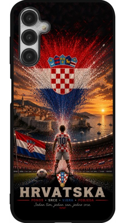 Samsung Galaxy A14 5G Case Hülle - Silikon schwarz Fussball Kroatien splash 2026