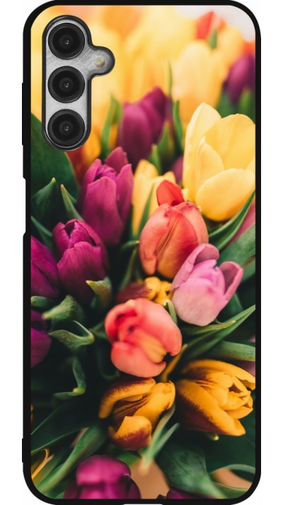 Samsung Galaxy A14 5G Case Hülle - Silikon schwarz Bouquet of tulips Spring 2026