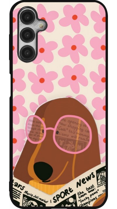 Samsung Galaxy A14 5G Case Hülle - Silikon schwarz Dog with newspaper Spring 2026