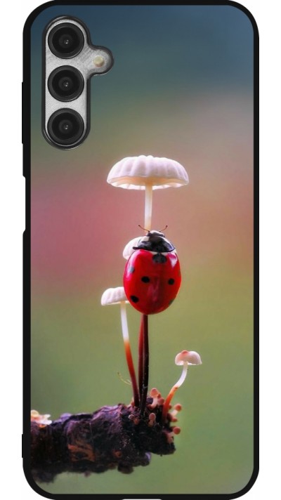 Samsung Galaxy A14 5G Case Hülle - Silikon schwarz Ladybird on a mushroom Spring 2026