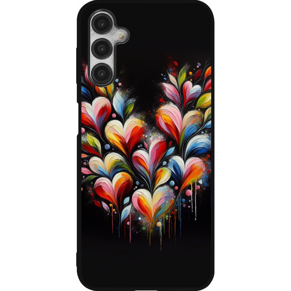 Samsung Galaxy A14 5G Case Hülle - Silikon schwarz Valentin 2024 Schwarzes Herz Abstrakt