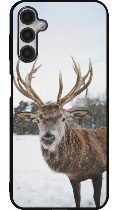 Coque Samsung Galaxy A14 5G - Silicone rigide noir Winter 25 Winter reindeer