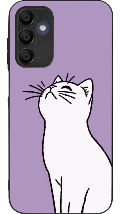 Samsung Galaxy A15 Case Hülle - Silikon schwarz Chat auf lila Hintergrund
