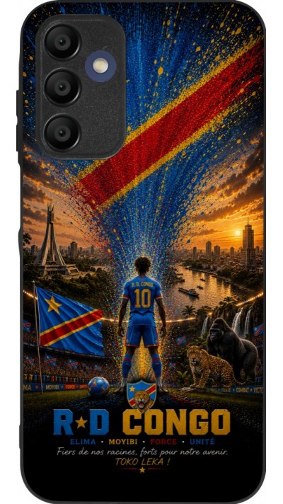 Coque Samsung Galaxy A15 - Silicone rigide noir Football République démocratique du Congo splash 2026