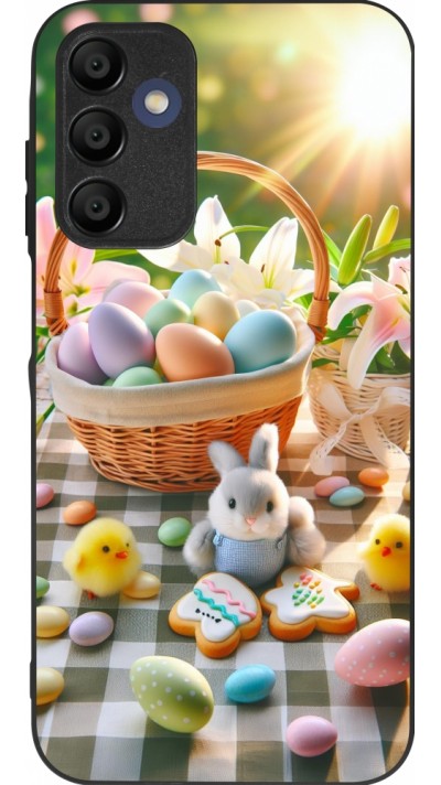 Coque Samsung Galaxy A16 - Silicone rigide noir Easter 2025 Panier Pâques