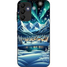 Samsung Galaxy A16 Case Hülle - Silikon schwarz Verschneites Bergdorf am See in der Nacht