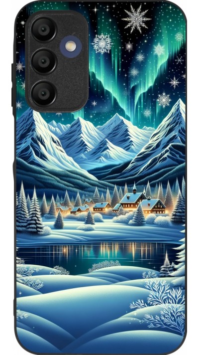 Samsung Galaxy A16 Case Hülle - Silikon schwarz Verschneites Bergdorf am See in der Nacht Samsung Galaxy A16 Case Hülle - Silikon schwarz Verschneites Bergdorf am See in der Nacht