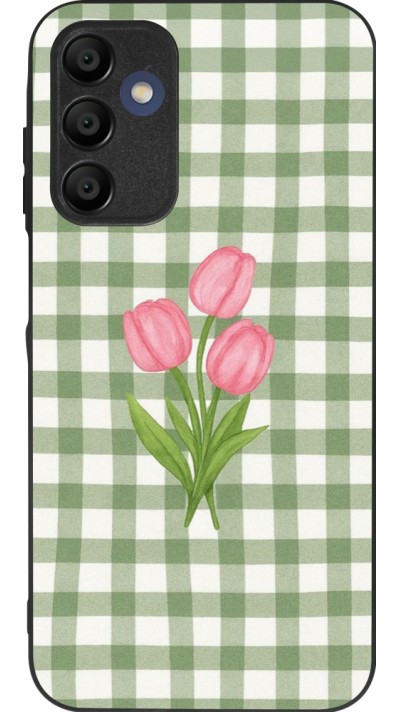 Coque Samsung Galaxy A16 - Silicone rigide noir Green vichy tulips Spring 2026