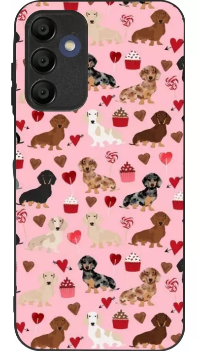 Coque Samsung Galaxy A16 - Silicone rigide noir Valentine 2024 puppy love