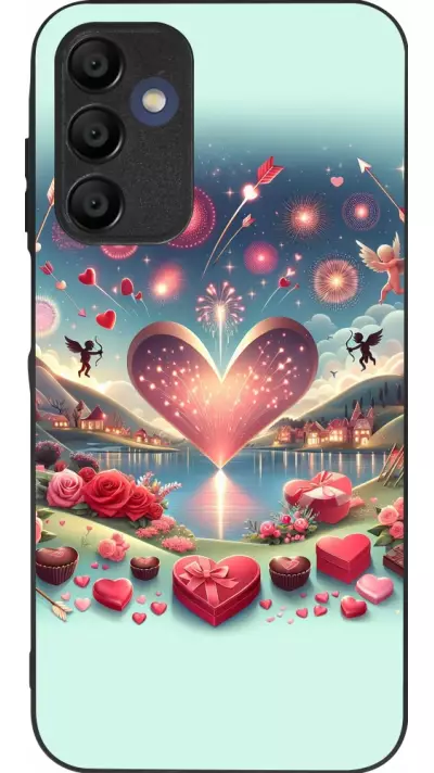 Coque Samsung Galaxy A16 - Silicone rigide noir Valentine 2025 Chic